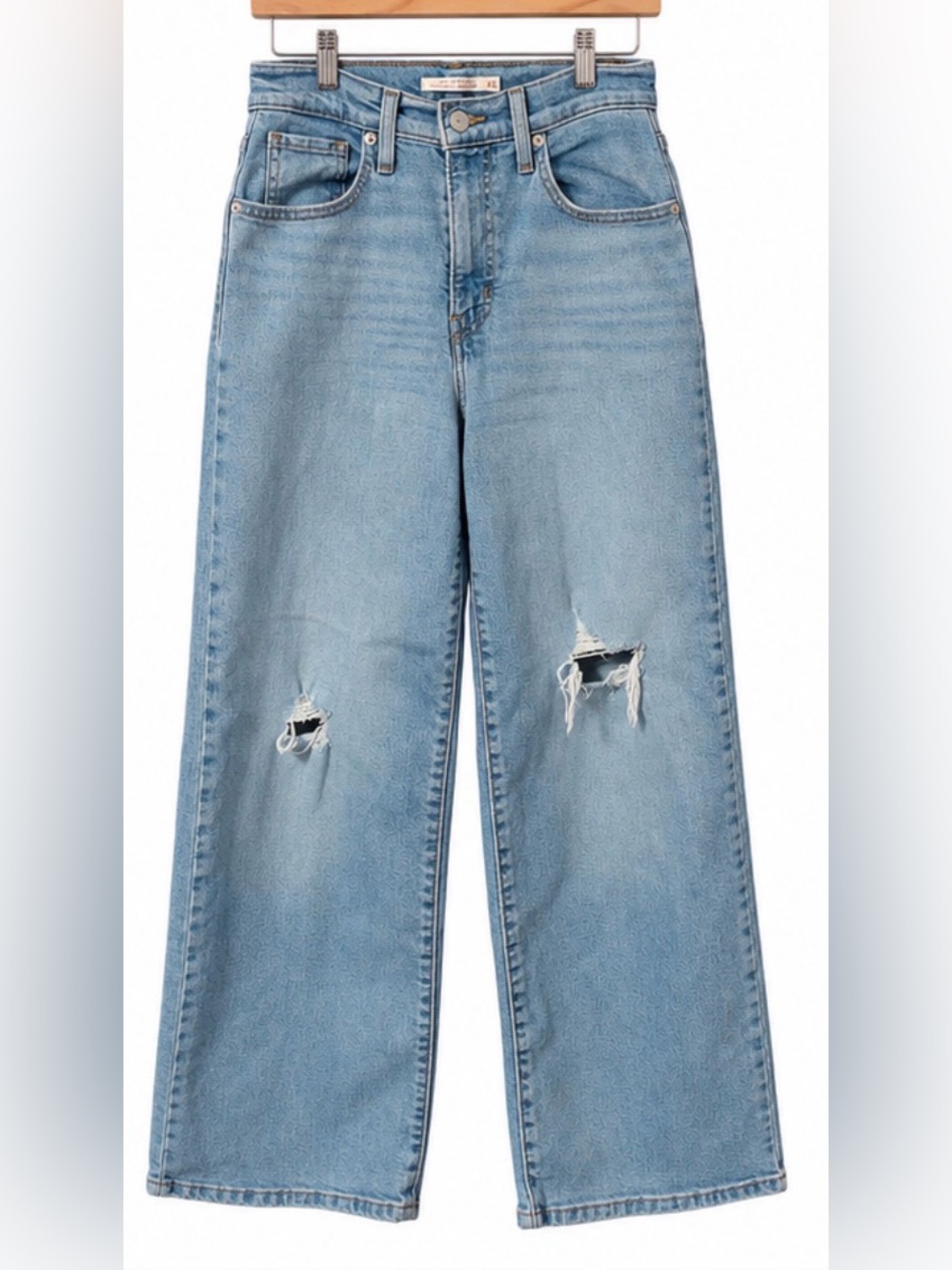 Levi's Light Blue Distressed Wide-Leg Jeans
